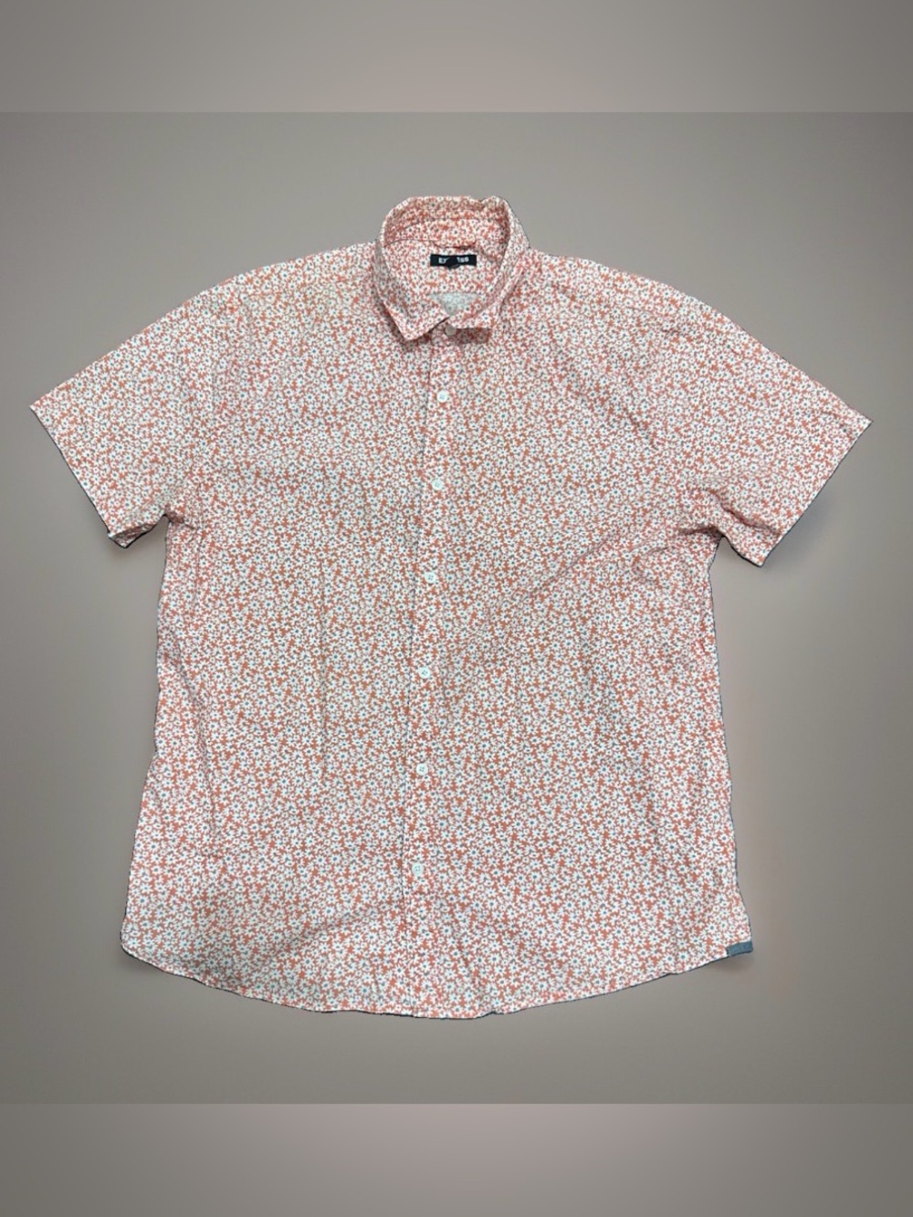 Express Men’s XL Orange/White Floral Short Sleeve Button-Up Shirt